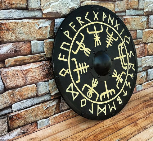 VW-71 Viking Shield, Helm of Awe Symbol shield, Authentic Viking Shield, Groomsmen Gift, Christmas Gift - Valknut Warriors