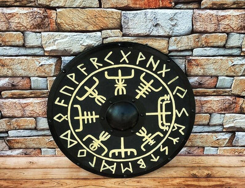 VW-71 Viking Shield, Helm of Awe Symbol shield, Authentic Viking Shield, Groomsmen Gift, Christmas Gift - Valknut Warriors