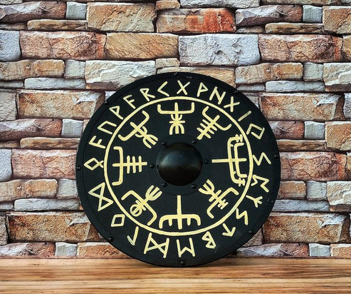VW-71 Viking Shield, Helm of Awe Symbol shield, Authentic Viking Shield, Groomsmen Gift, Christmas Gift - Valknut Warriors