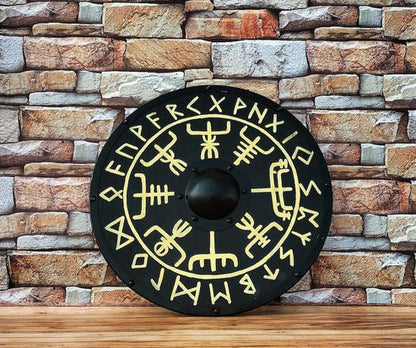 VW-71 Viking Shield, Helm of Awe Symbol shield, Authentic Viking Shield, Groomsmen Gift, Christmas Gift - Valknut Warriors
