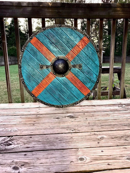 VW-69 Custom Handmade Viking shield, Viking Norway Unique Shield, Groomsmen Gift, Christmas Gift - Valknut Warriors