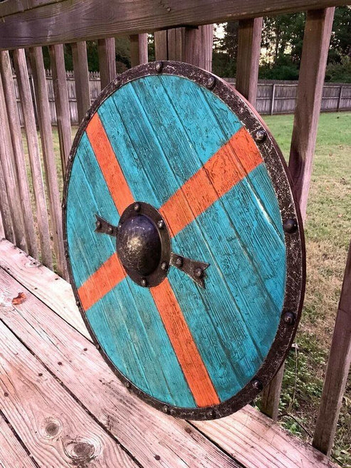 VW-69 Custom Handmade Viking shield, Viking Norway Unique Shield, Groomsmen Gift, Christmas Gift - Valknut Warriors