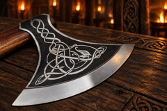 Etched knotwork Viking Dane axe replica – Norse knotwork etching